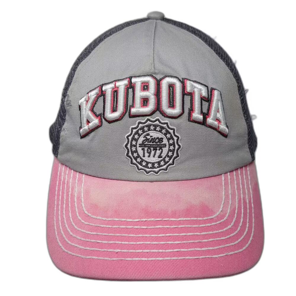 Kubota Trucker Hat Gray Pink OS Snapback Mesh Adjustable Embroidered Since 1972